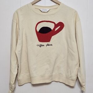 Compañía Fantástica Red Coffee Graphic Sweatshirt Cream 100% Cotton Size M